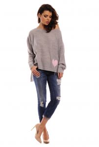 Sweter Damski Model Heart Light Grey