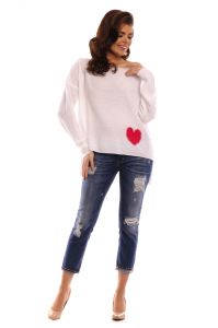 Sweter Damski Model Heart White