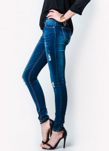 -20% SALE Jeansy rurki przetarcia na kolanie