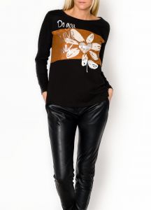 - 20% SALE Bluzka zamszowy kwiat nadruk \Do you love me?\