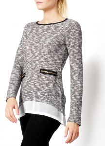 -20% SALE Koszulka bluzka cieniowana wstawka szyfon