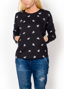 Bluza print w serca kieszenie z przodu