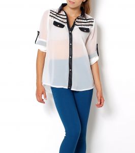 -20% SALE Koszula bluzka koronka skóra