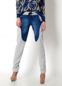 Dresowe spodnie wstawki jeans