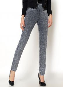Marmurkowy jeans szeroki pas